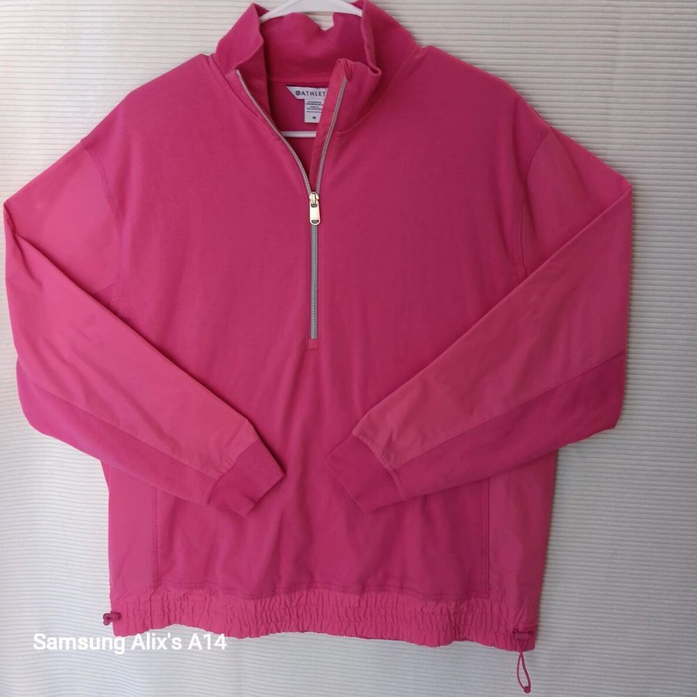 Athleta Sweatshirt Womens Hot Pink Triumph Hybrid‎ Half Zip Jacket Size M